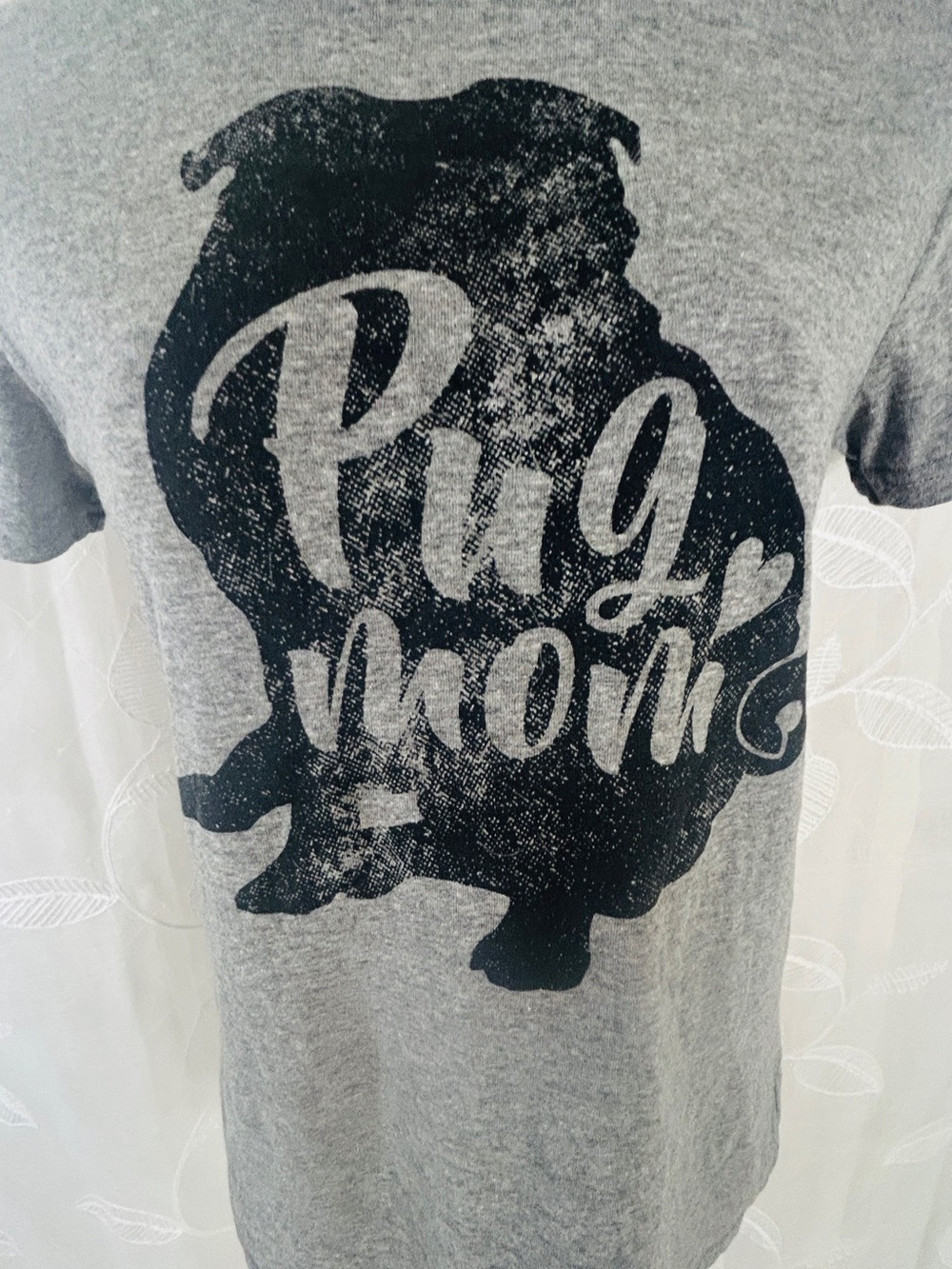 Crazy Dog T-Shirts Gray Tee with Bright Pink Neck Print - Picture 2 of 3